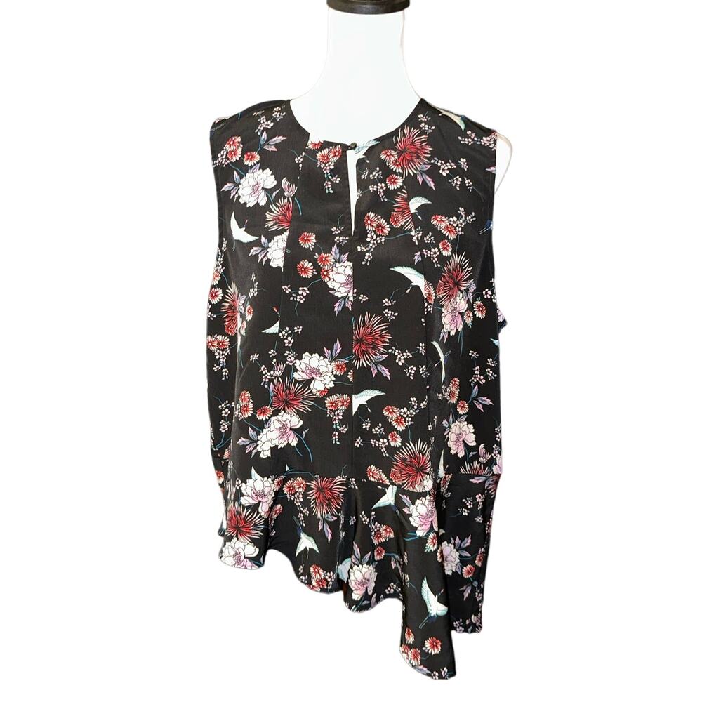 Attention Black Floral Sleeveless Top XXL